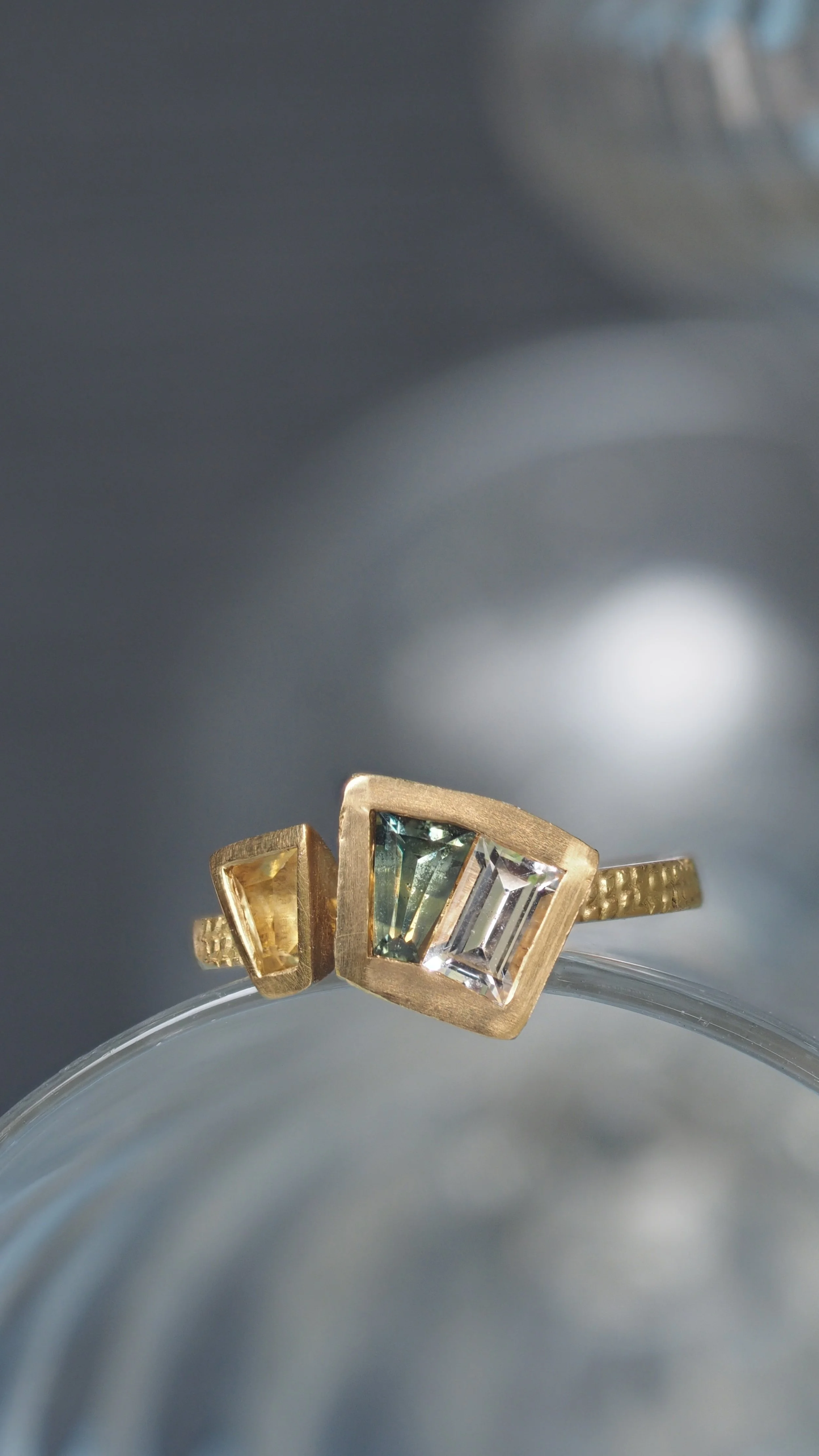 Handmade engagement ring gold and sapphires by Georgie Brooks