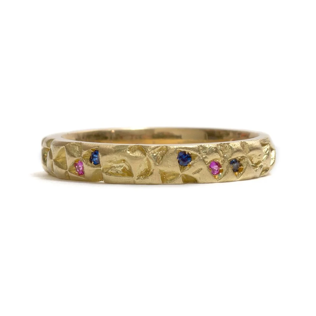 Textura Triangle Wedding Band