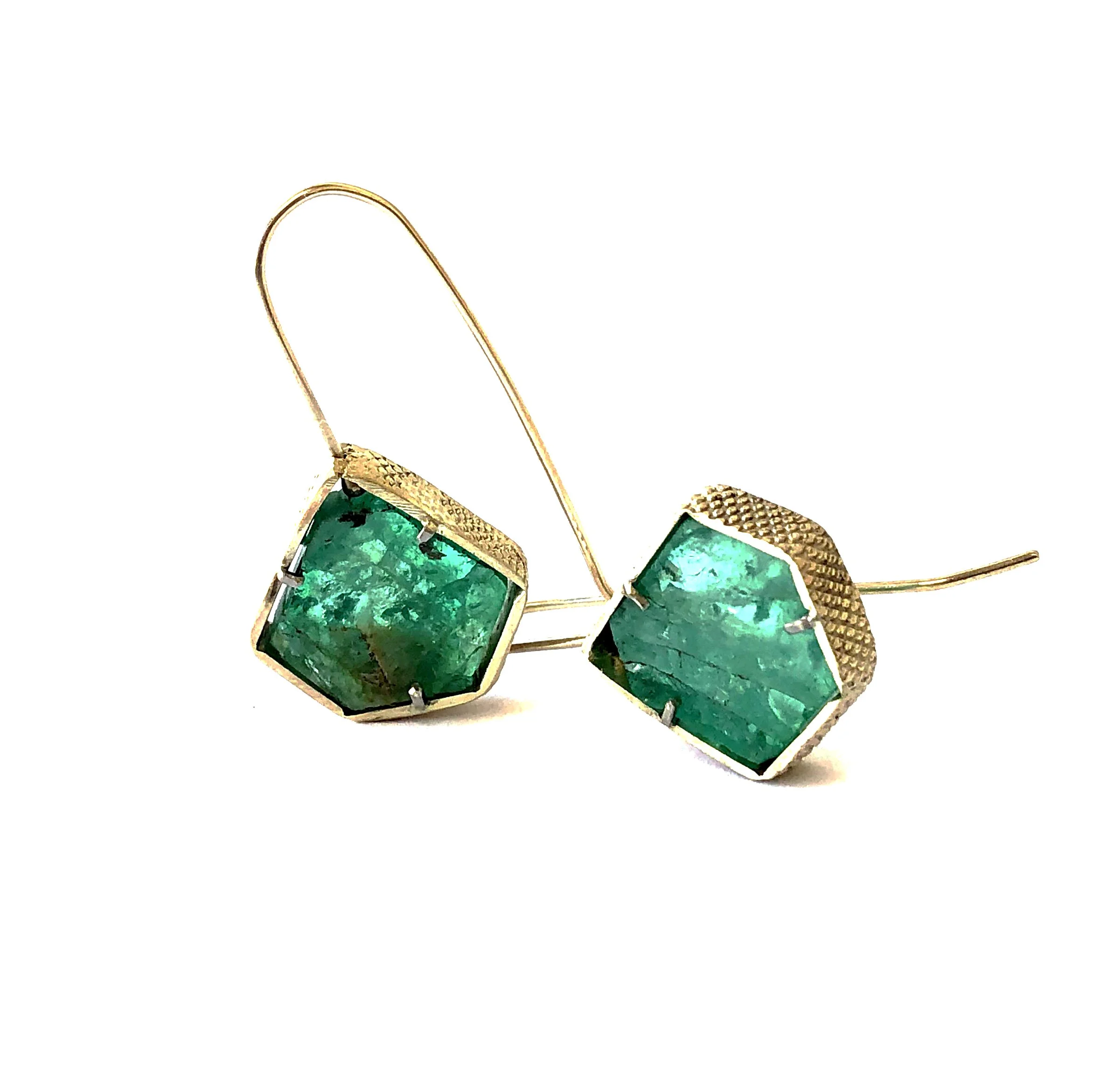 emerald and gold earrings by Georgie Brooks