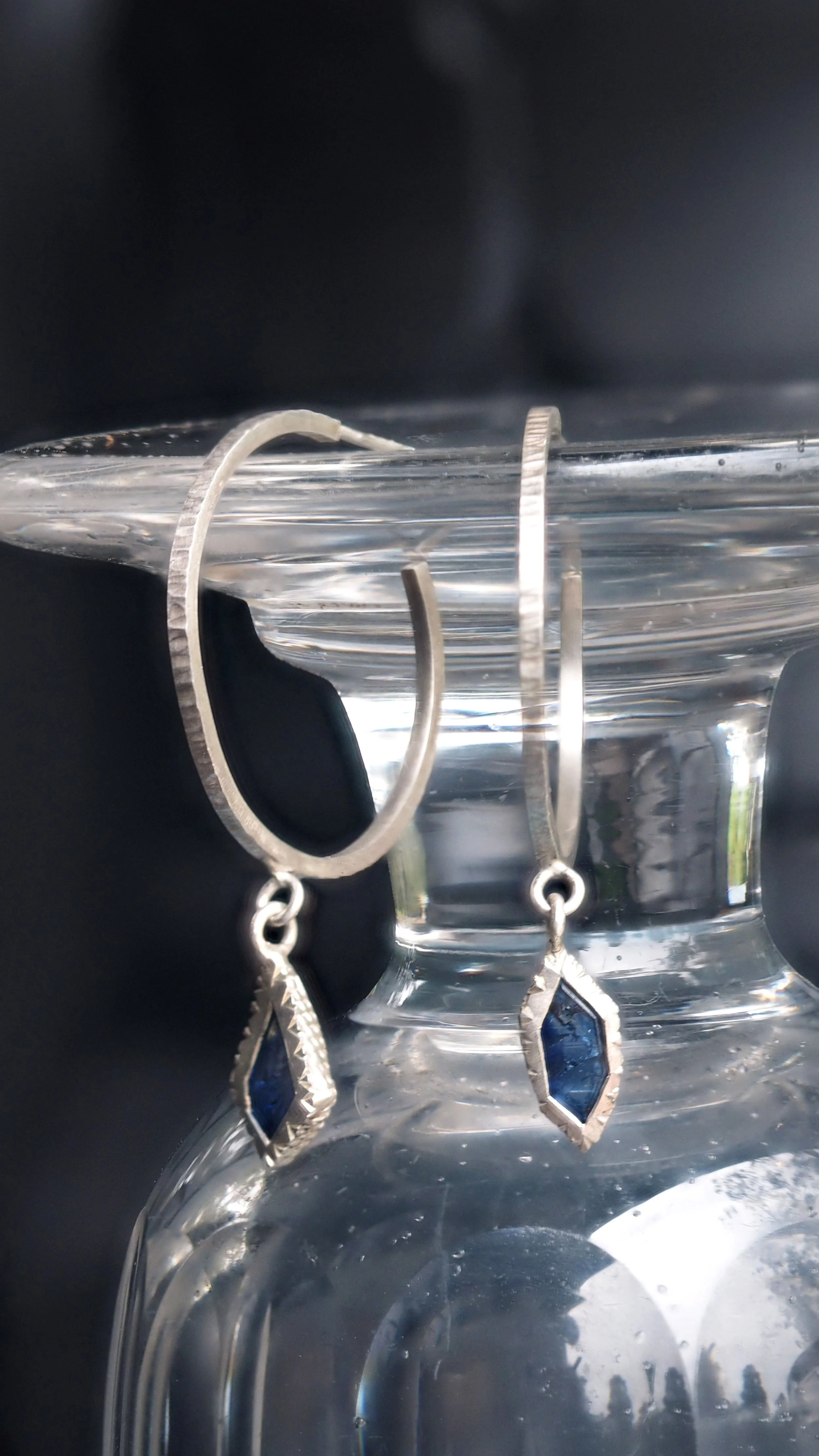 Sterling silver hoop earrings with Sapphires by Georgie Brooks