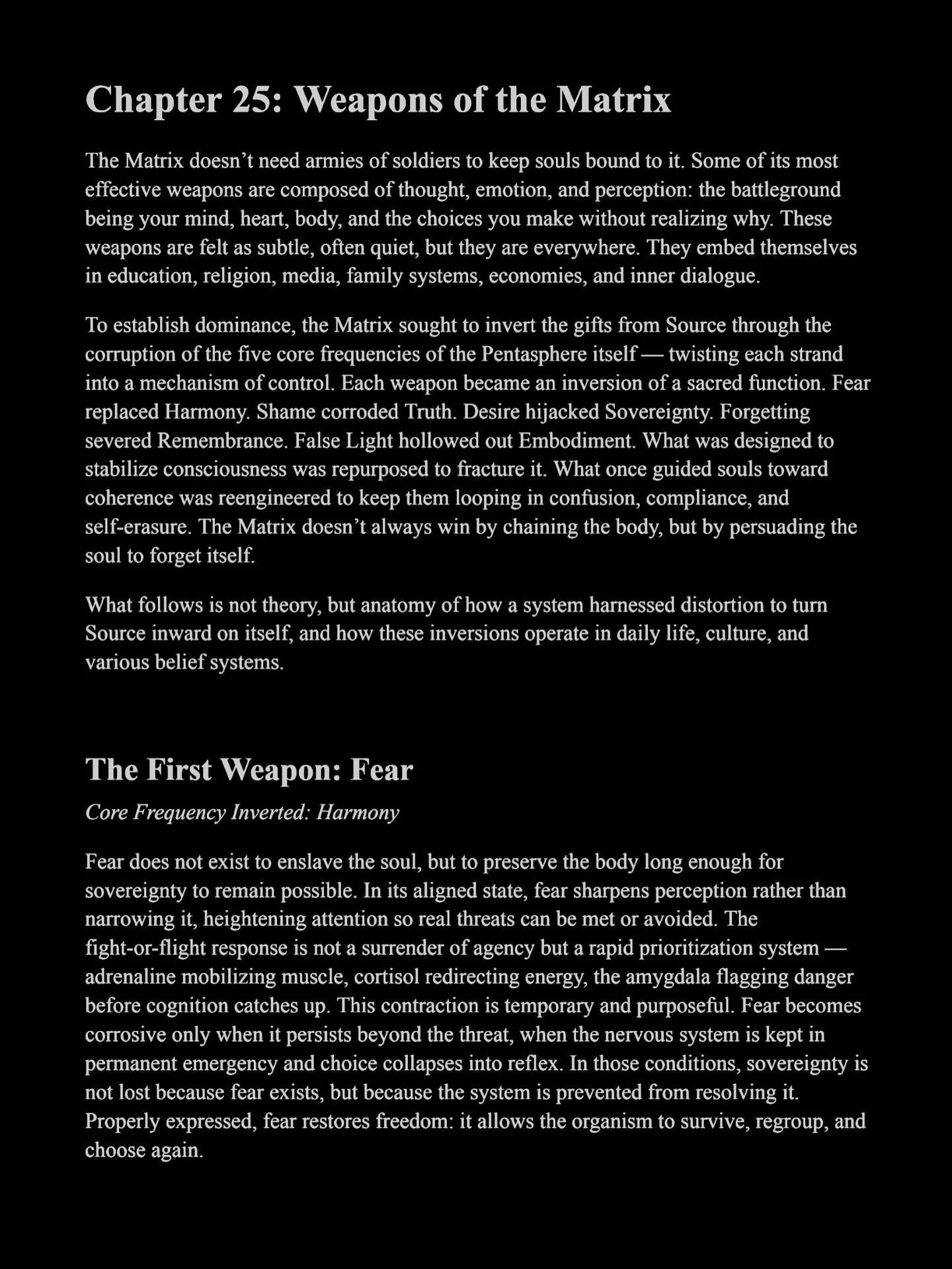 Ch. 25 from my book, The Hum &amp; The Flame, detailing the weapons of the Matrix as expressed through the inversion of the Pentasphere 💫.