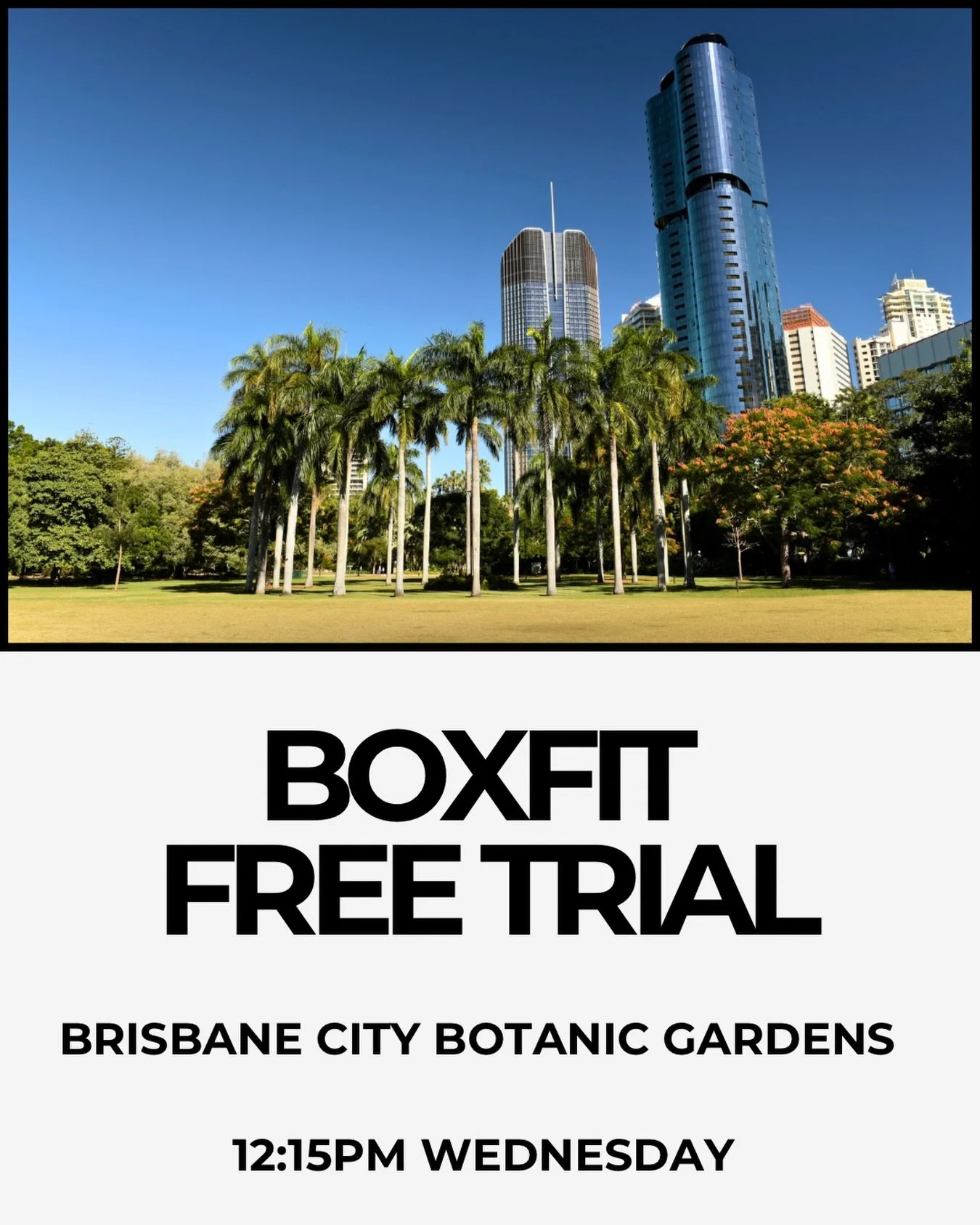 City BoxFit tomorrow 👊
Free trial 12:15pm &ndash; Brisbane Botanic Gardens.

All levels welcome. No ego, just work.

Tunes will be provided 
Pull up or DM me for details