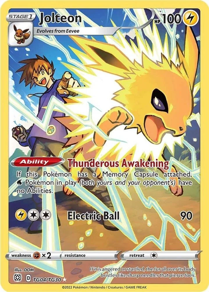 Pokémon TCG - Jolteon TG04/TG30 Brilliant Stars Trainer Gallery Holo Full Art NM