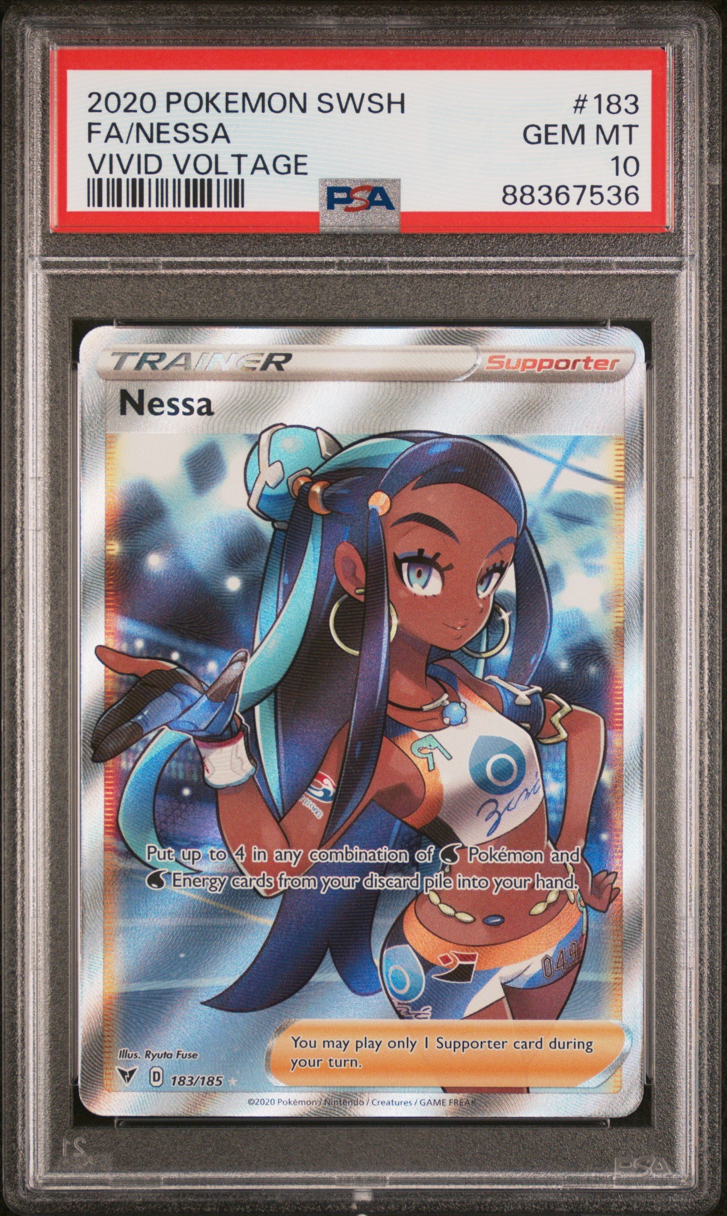 PSA 10 2020 POKEMON SWORD & SHIELD VIVID VOLTAGE #183 FULL ART/NESSA