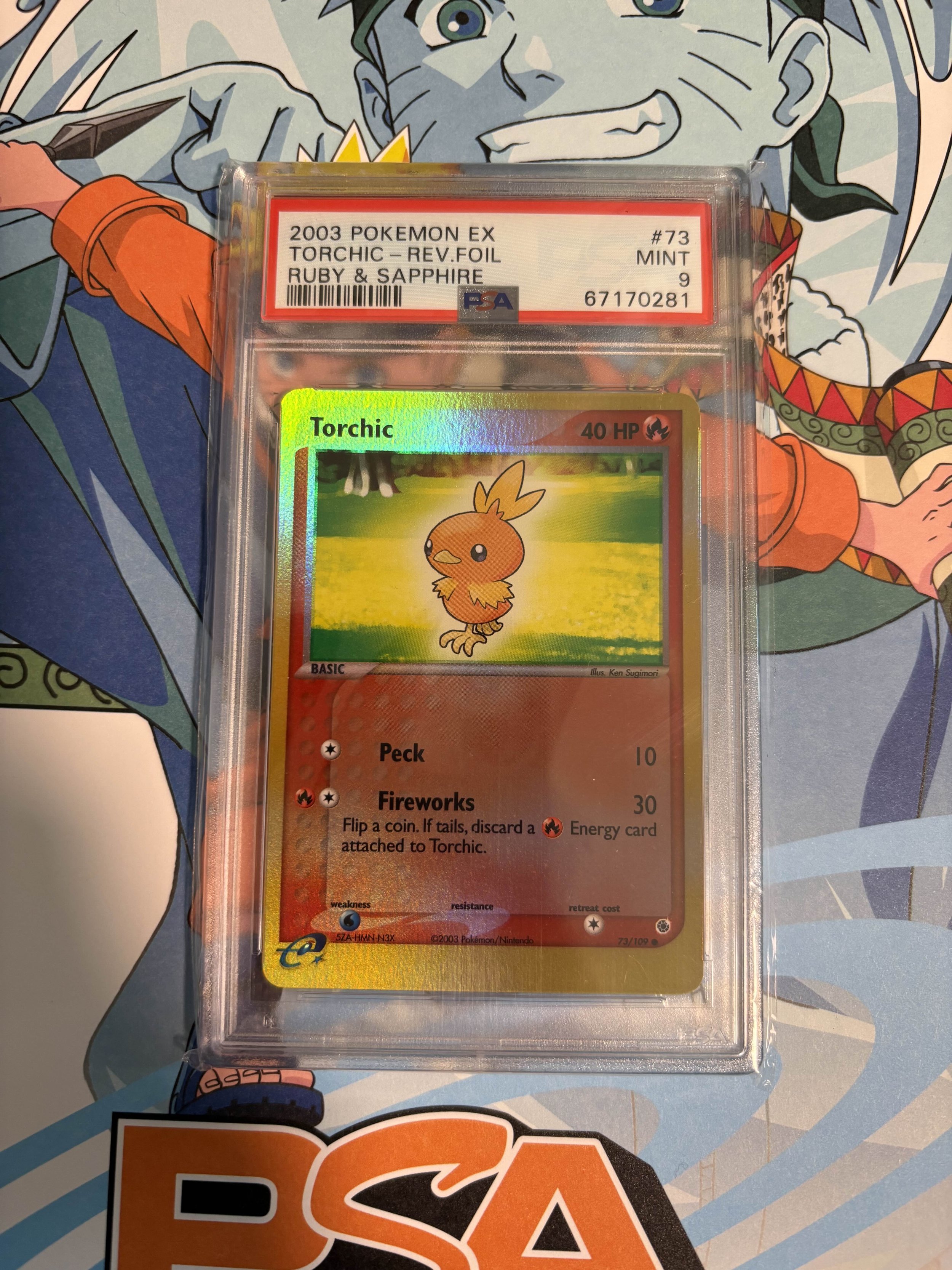 2003 POKEMON EX RUBY & SAPPHIRE #73 TORCHIC-REVERSE FOIL PSA 9 MINT