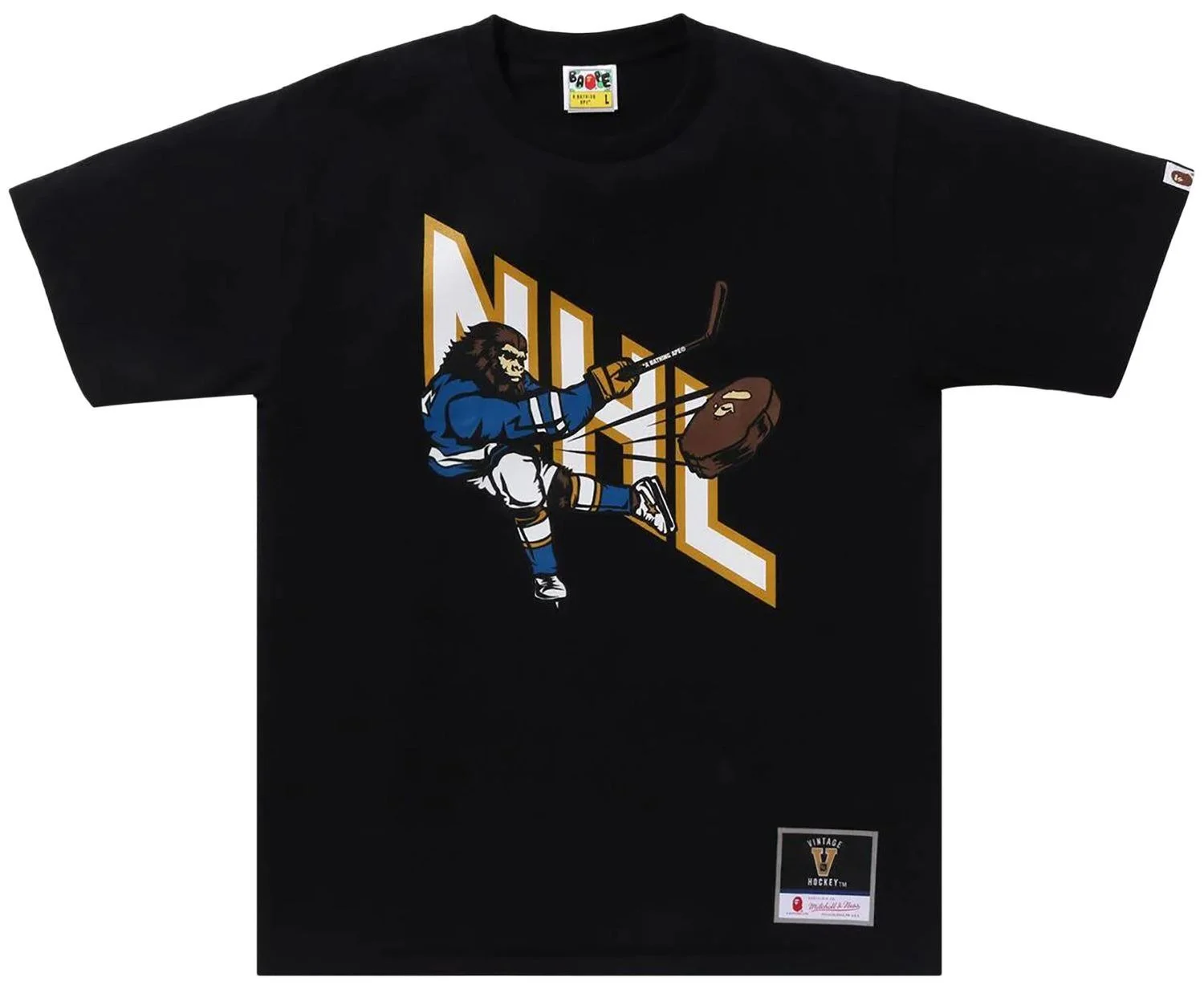 BAPE x Mitchell & Ness NHL Hockey Graphic Tee 'Black' (Size: Large) SS24