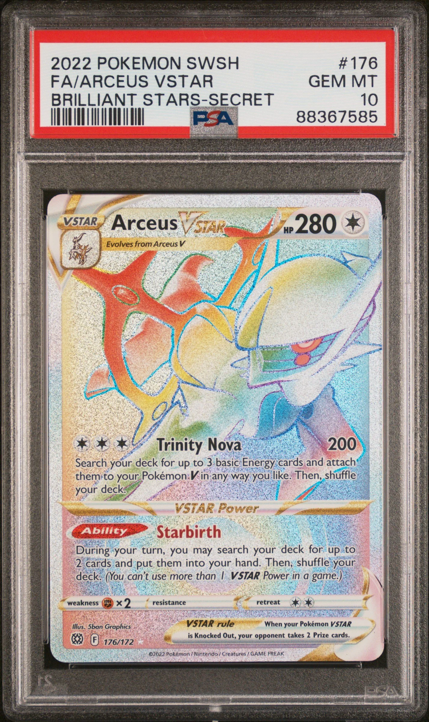 PSA 10 2022 POKEMON SWORD & SHIELD BRILLIANT STARS | SECRET #176 FULL ART/ARCEUS VSTAR