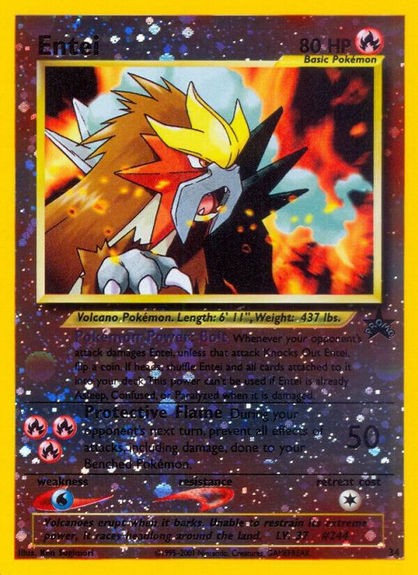 Sealed - Entei #34 Reverse Holo Black Star Promo Pokemon The Movie 2001
