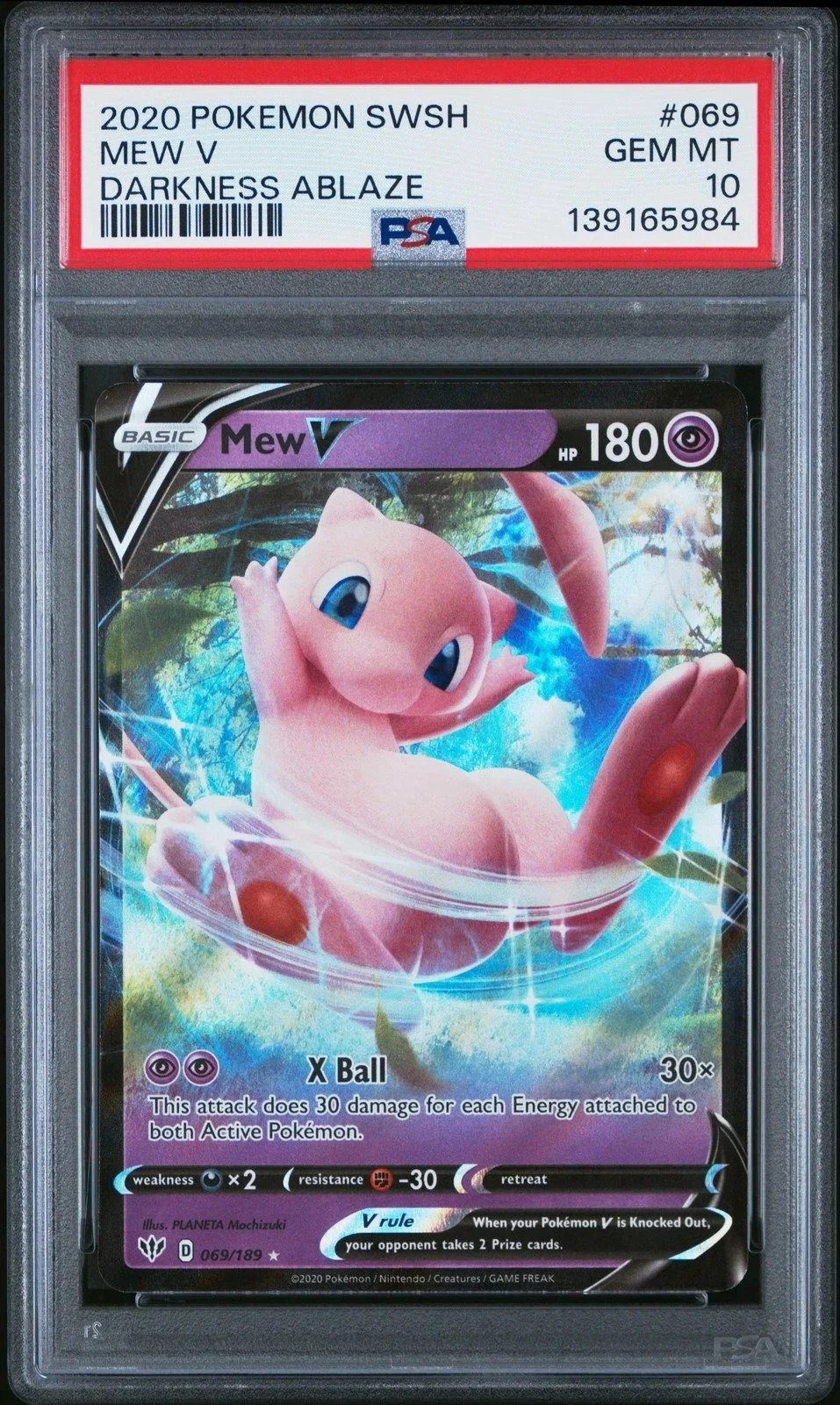 2020 POKEMON SWORD & SHIELD DARKNESS ABLAZE #069 MEW V PSA 10