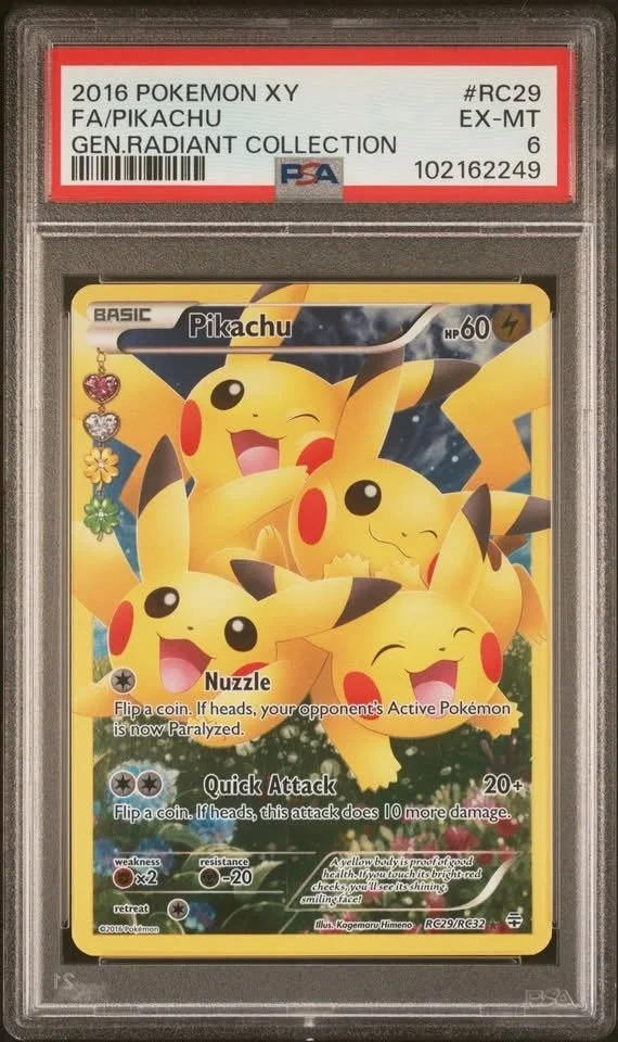 2016 POKEMON XY GENERATIONS RADIANT COLLECTION #RC29 FULL ART/PIKACHU NM PSA 6