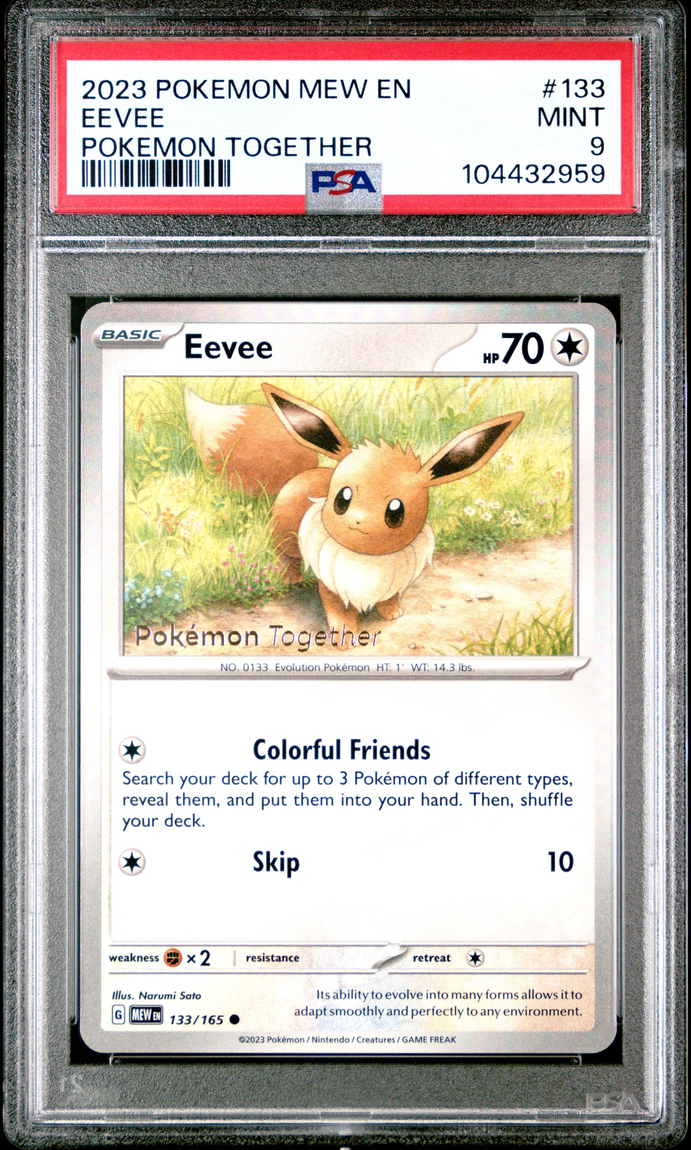 2023 POKEMON MEW EN-151 POKEMON TOGETHER #133 EEVEE PSA 9