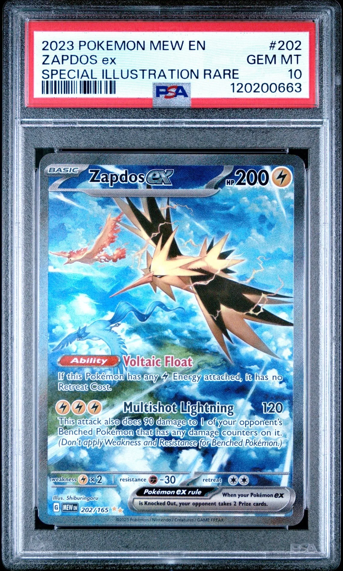 PSA 10 - 2023 POKEMON MEW EN-151 | SPECIAL ILLUSTRATION RARE ZAPDOS EX 202