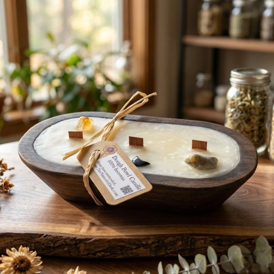 Relax &amp; unwind with our new wood dough bowl candles.  Features 100% pure beeswax and three wooden wicks for a cleaner burn.  #candles #candlesmallbusiness #beeswax #doughbowlcandles #doughbowl
