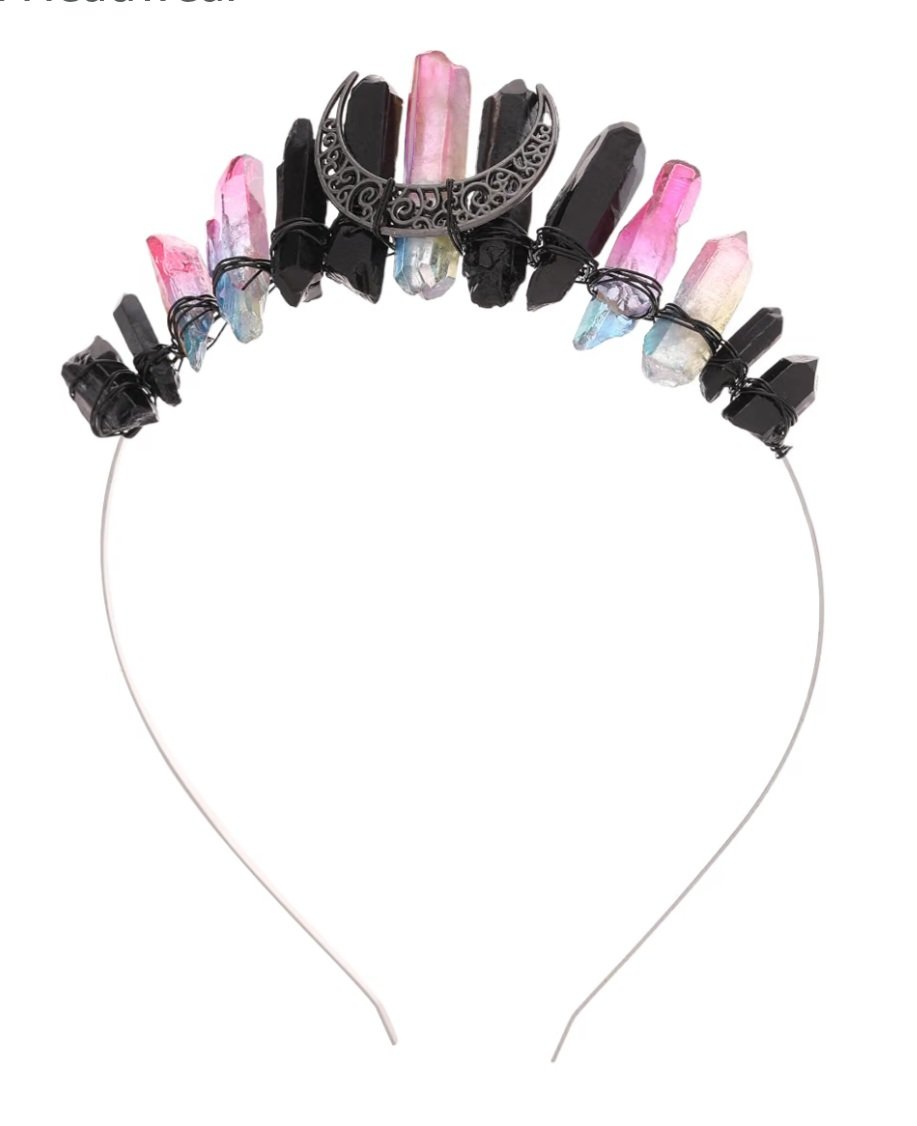 pink black quartz tiara