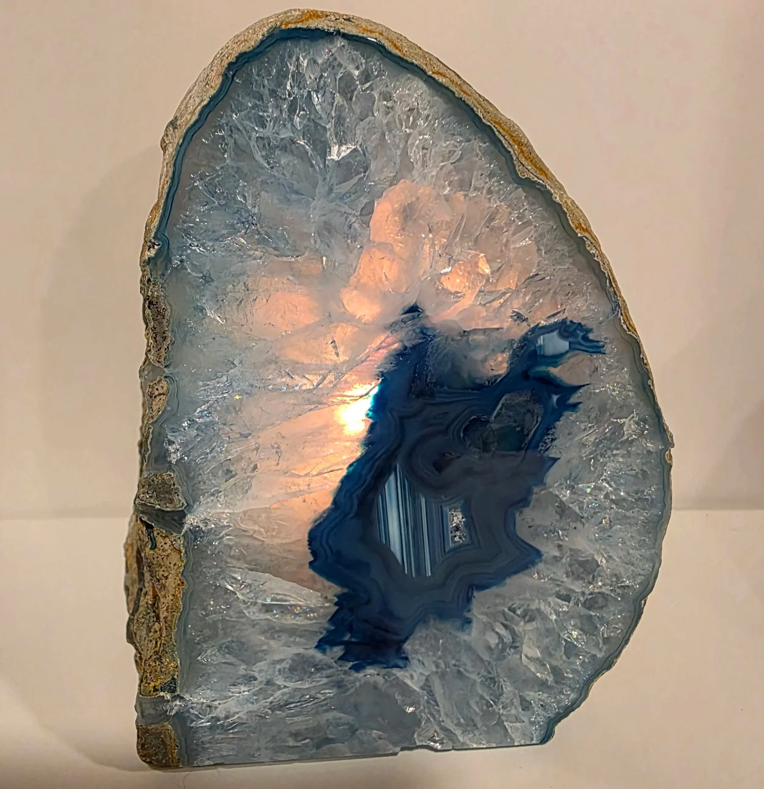 blue dyed agate candle holder