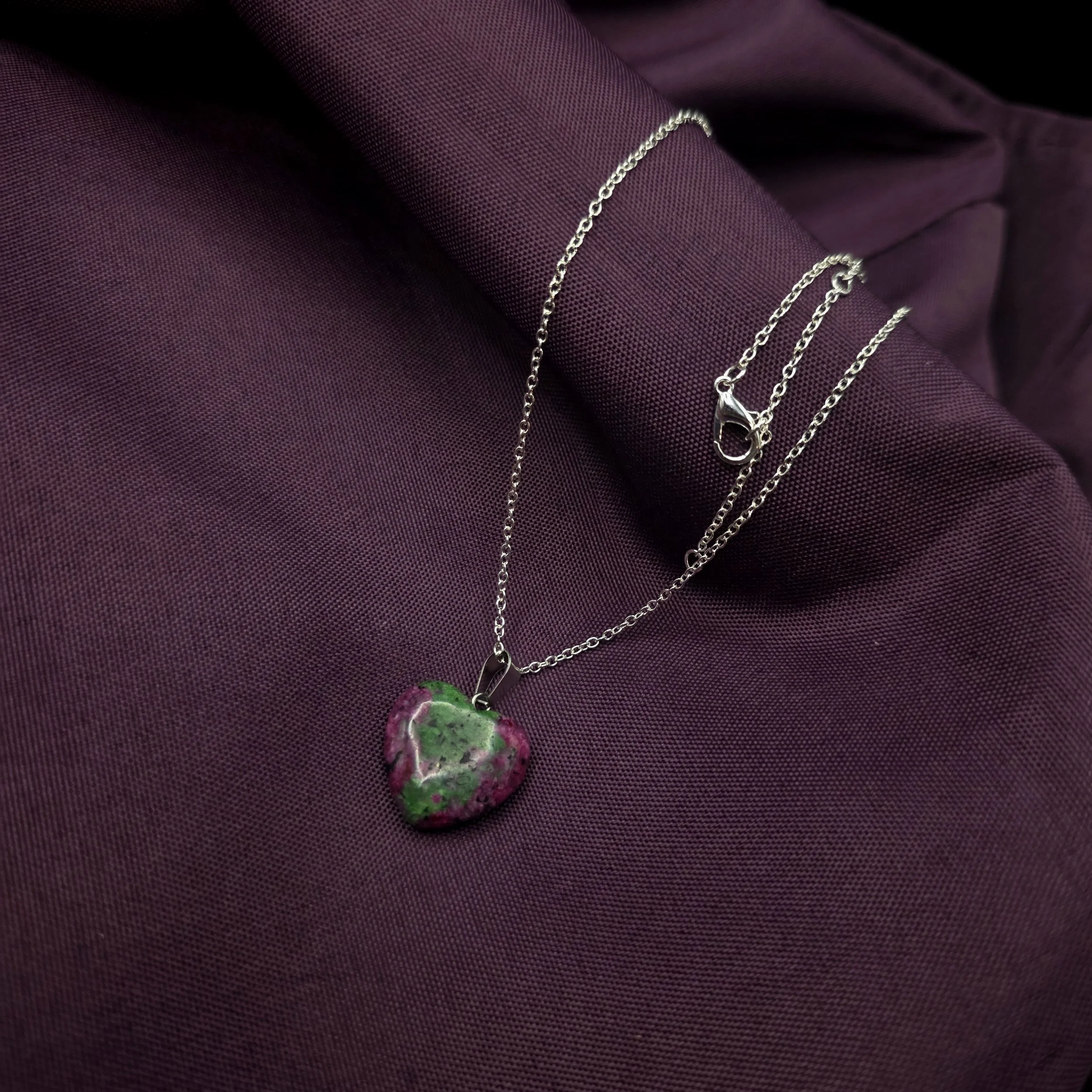 natural stone zoisite heart pendant.jpg