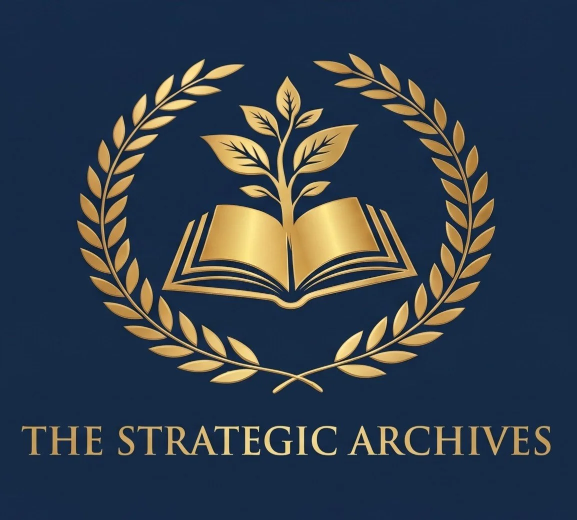 The Strategic Archives logo with a branch coming out of a book
