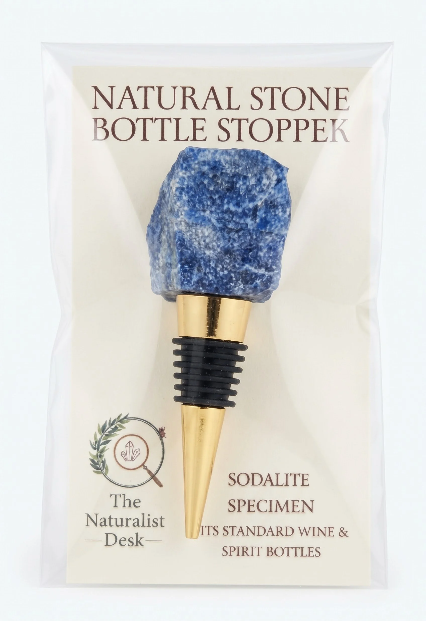sodalite wine stopper in package