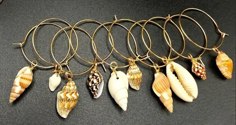 natural seashell wine glass charms.