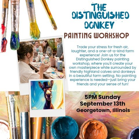 Distinguished Donkey Paint Workshop September 13th at 5pm