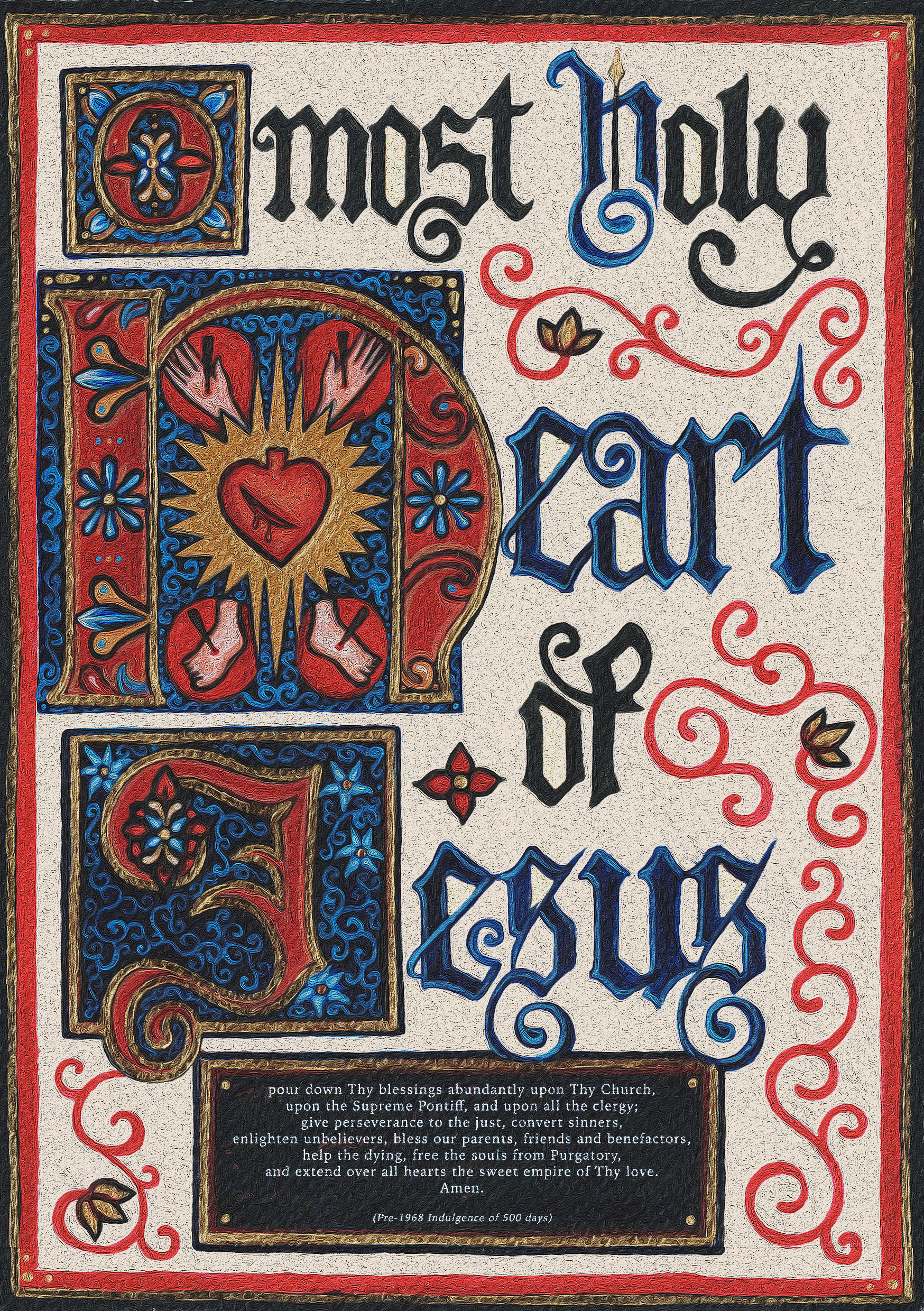 O Most Holy Heart of Jesus, acrylic on paper, 2026.