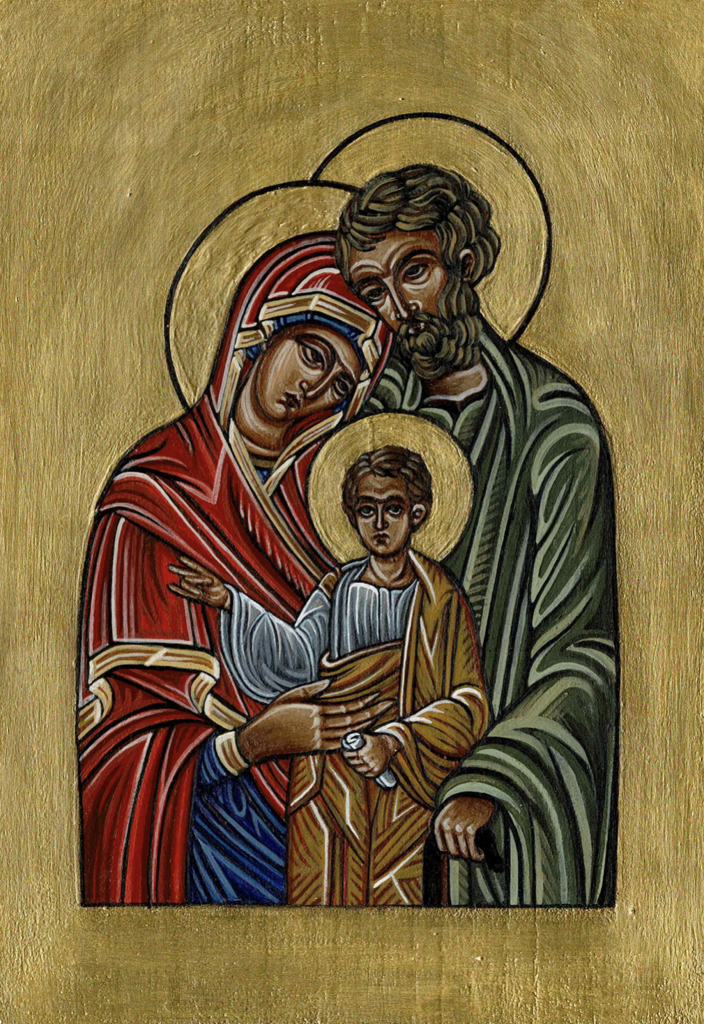 The Holy Family, egg tempera on wood, 2025. 
