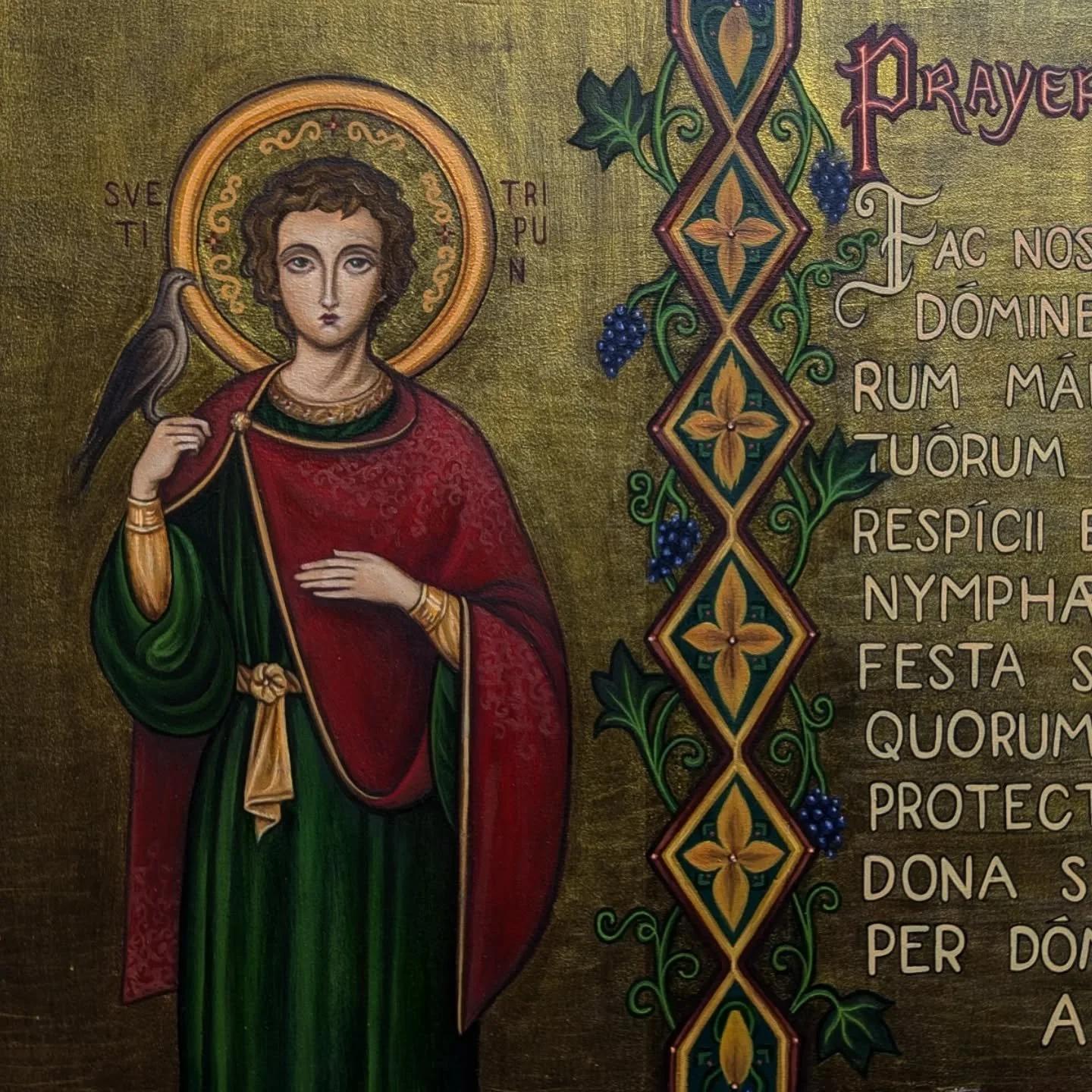 St Trifone, an early martyr, is the patron saint of winegrowers, gardeners and birds 🪶 #artwork #orthodox #artist #wip #oilpainting