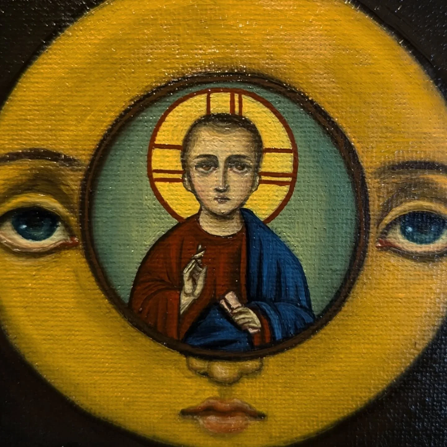 'the all-seeing eye of God' oil painted icon #Iconography #oilpainting #canvas #wip #Jesus