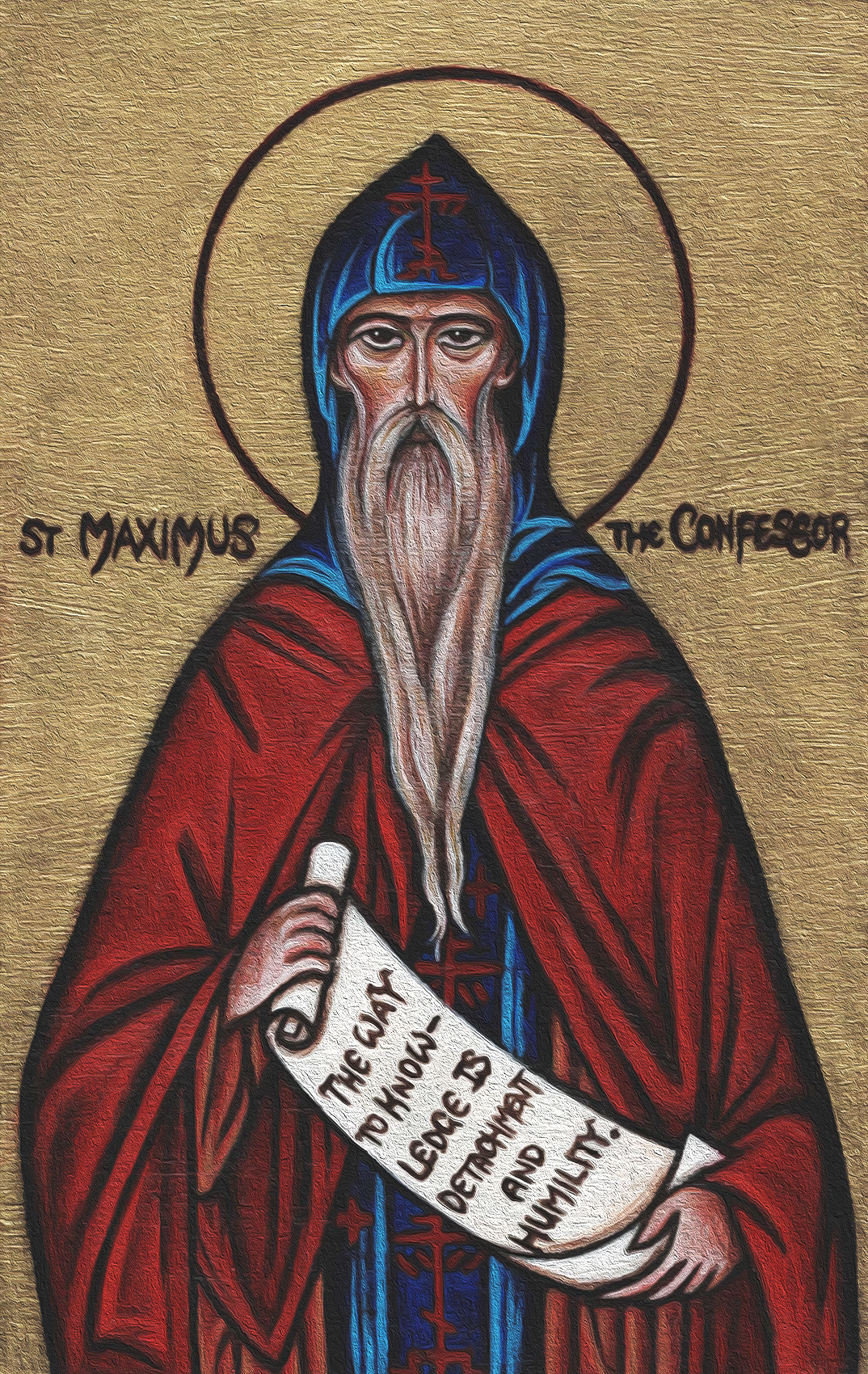 St Maximus the Confessor, acrylic on wood, 2026. 