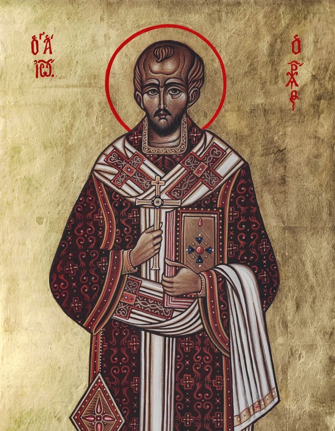 St John Chrysostom, egg tempera on wood, 2026. 