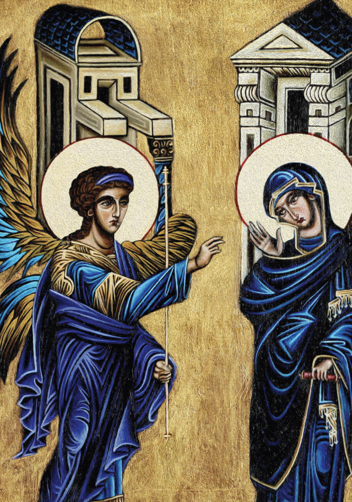 The Annunciation, oil on wood, 2025. 