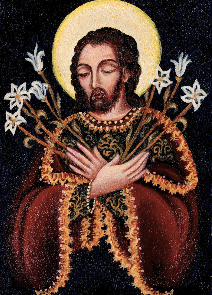 St Joseph, oil on wood, 2025. 