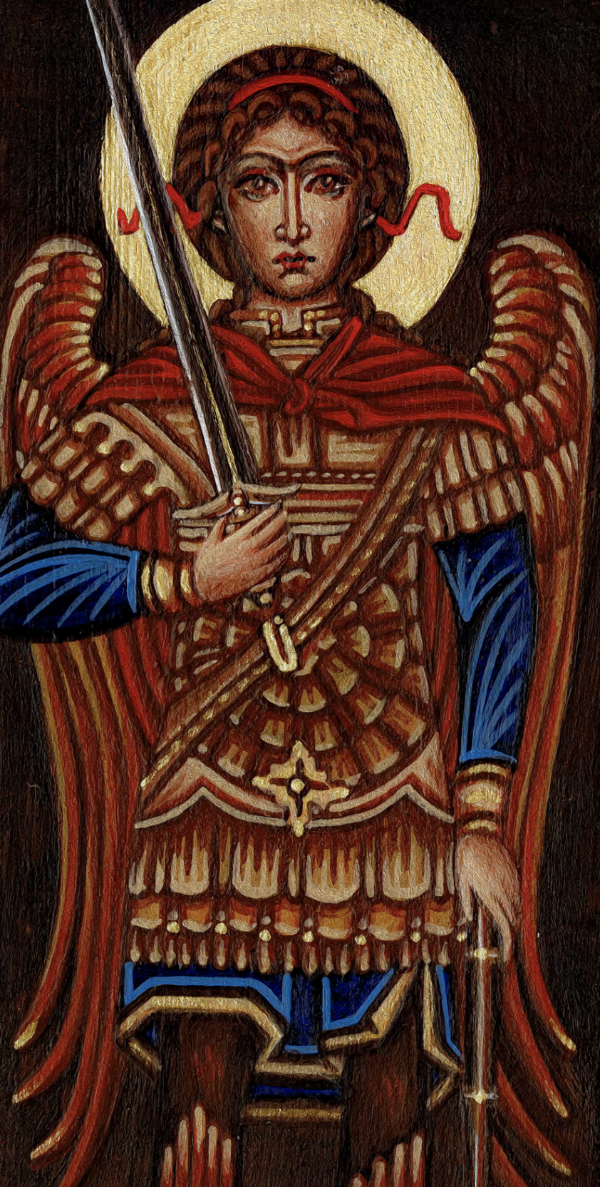 St Michael the Archangel, egg tempera on wood, 2025. 