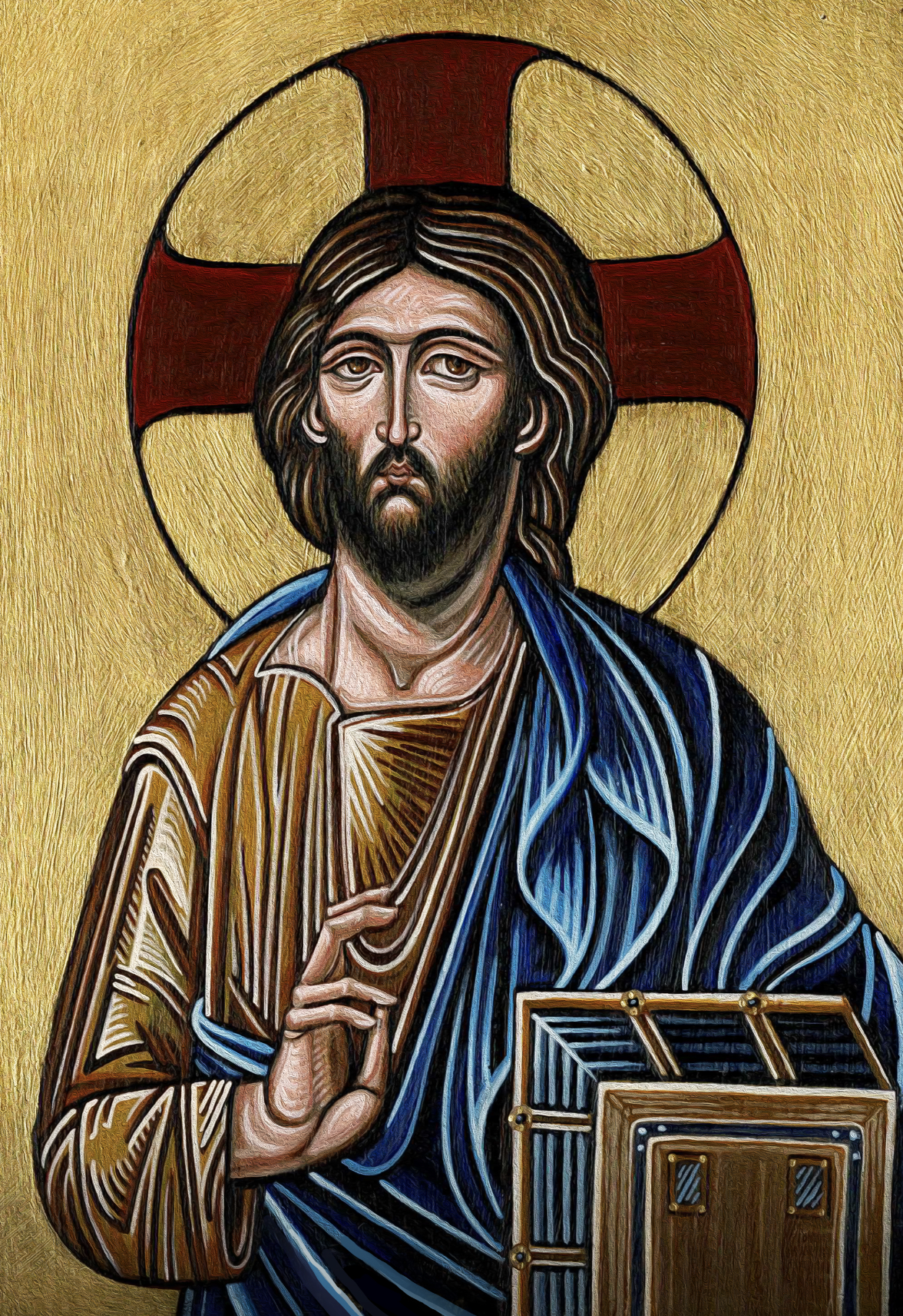 Christ Pantocrator, egg tempera on wood, 2025. 