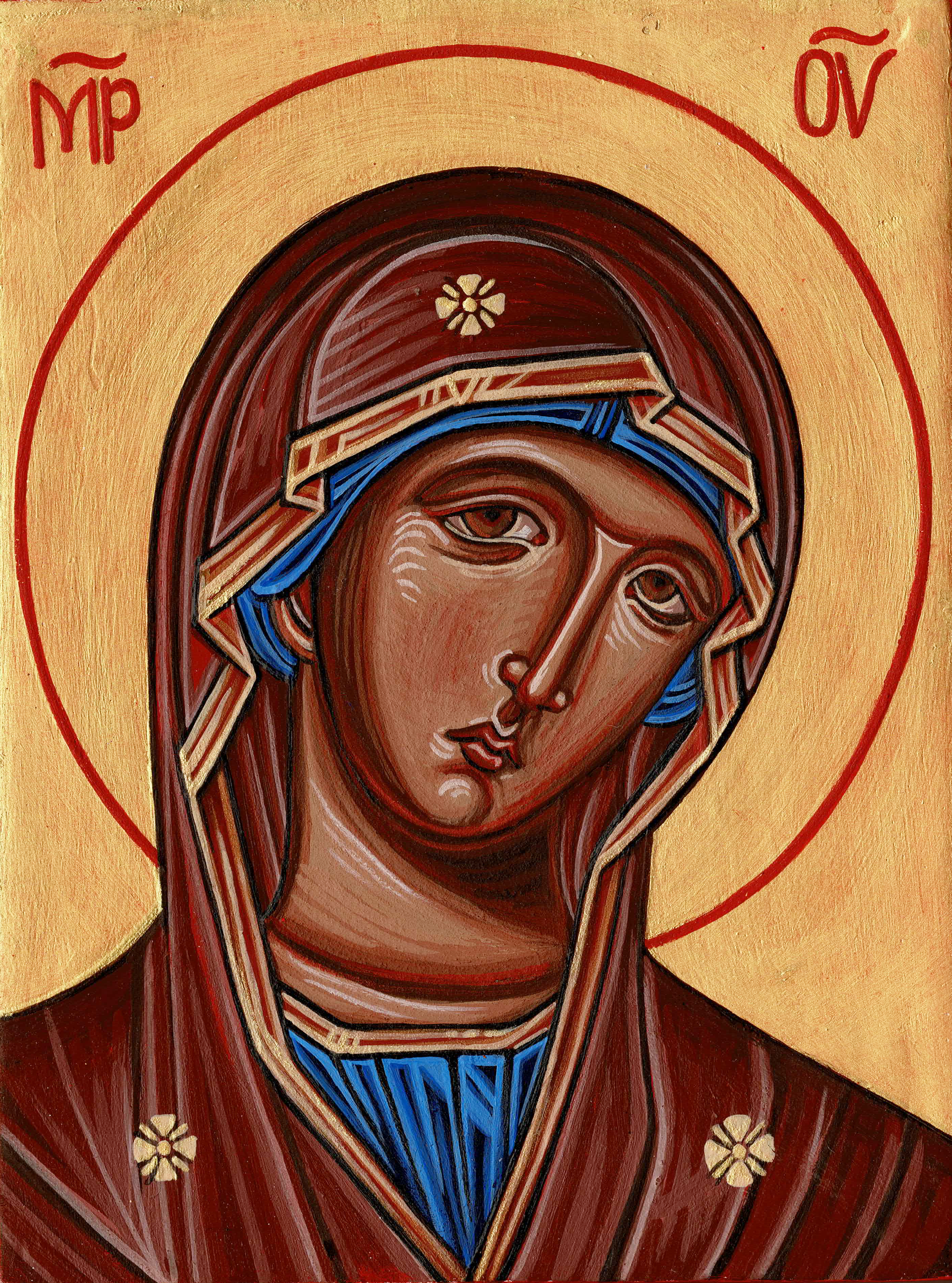 Theotokos, egg tempera on wood, 2025. 