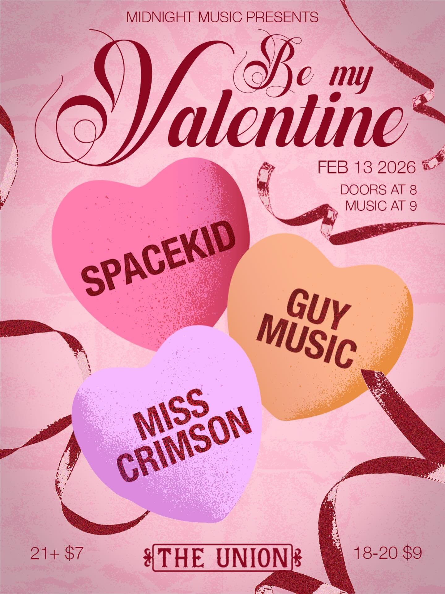 ATHENS‼️Catch some amazing bands at The Union on February 13th! Bring your valentine or find one there 💌 

graphic design by @jaymooregd 

Presented by Midnight Music