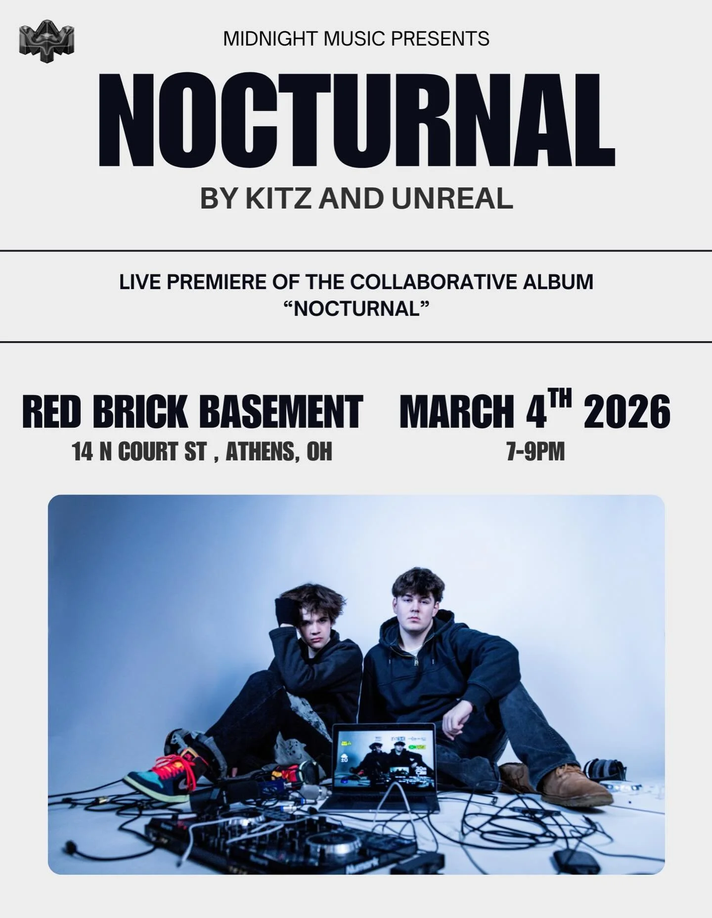 ATHENS ‼️ Join us for the listening party of &ldquo;NOCTURNAL&rdquo; by @kitzfr &amp; @prod._unreal at Red Brick 7-9 PM on March 4th 🎵