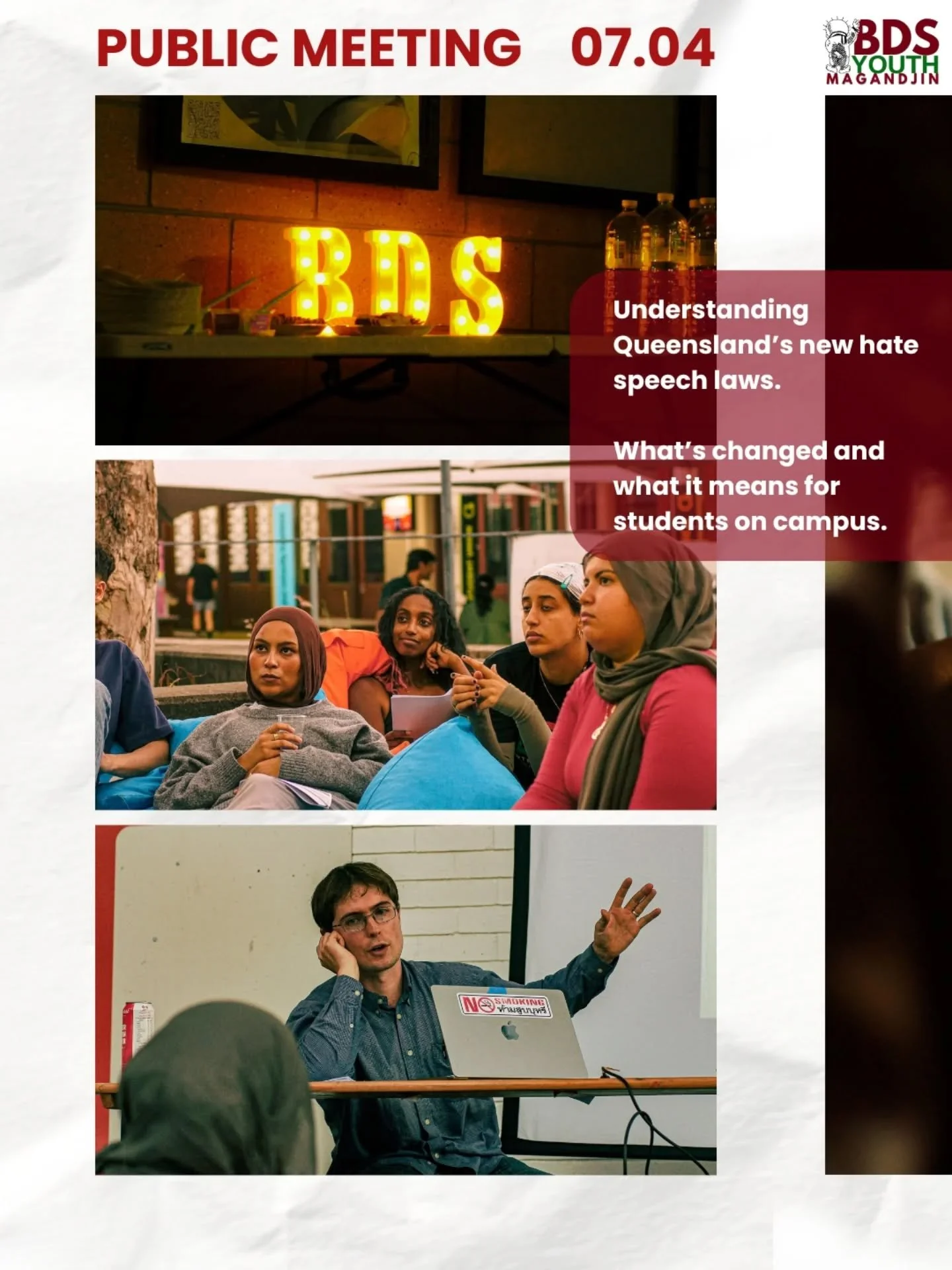 Thank you to all who came to our public meeting regarding the new hate speech laws!

Special thanks to Action Ready for taking the time to give students advice on continuing the fight for liberation in the wake of these laws. Stay tuned for our next 