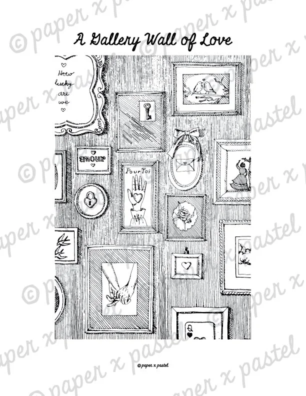 Hand-Drawn Coloring Page - A Gallery Wall of Love