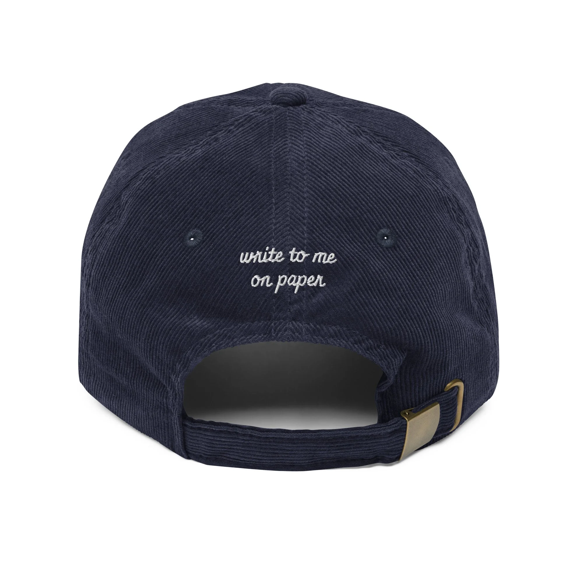 PxP's Cap for Adult - Write to Me on Paper Vintage Corduroy Cap - Deep Blue