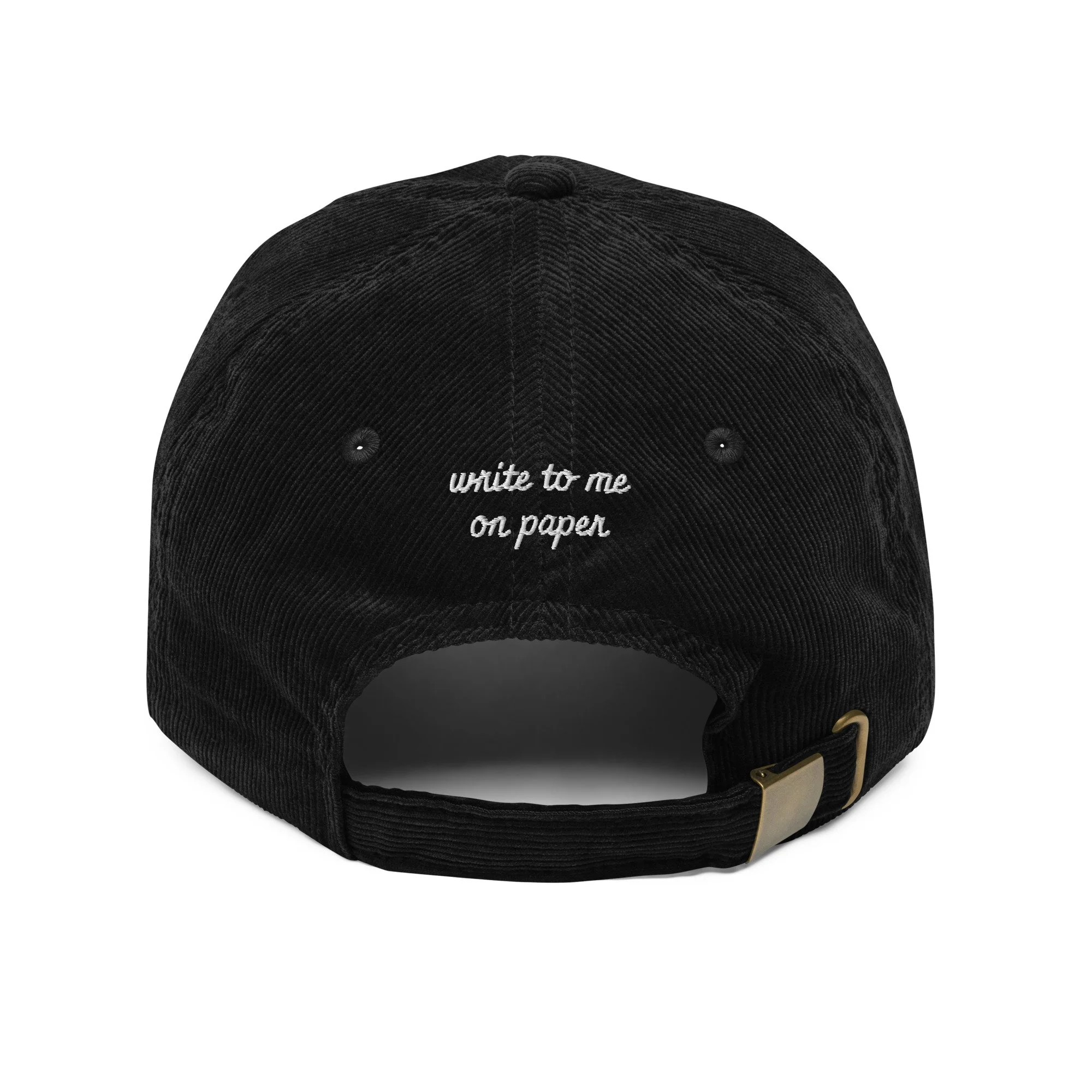 PxP's Cap for Adult - Write to Me on Paper Vintage Corduroy Cap - Black