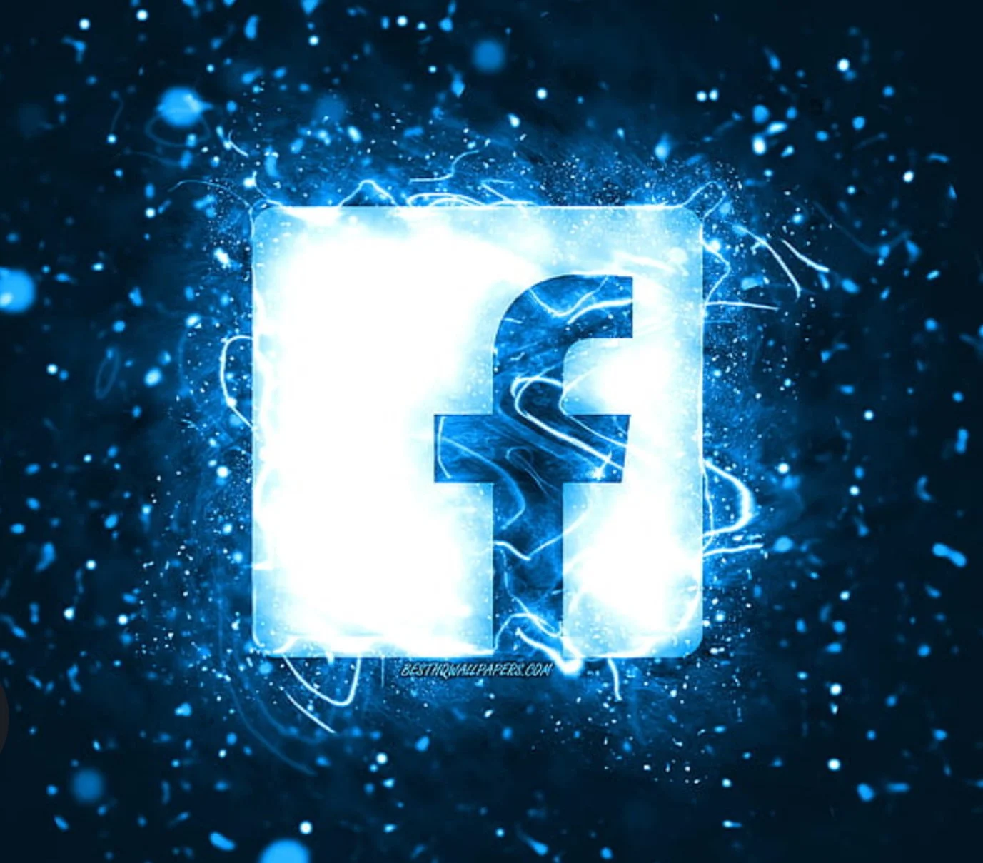 Facebook logo with a pound currency symbol inside, surrounded by blue abstract light effects.