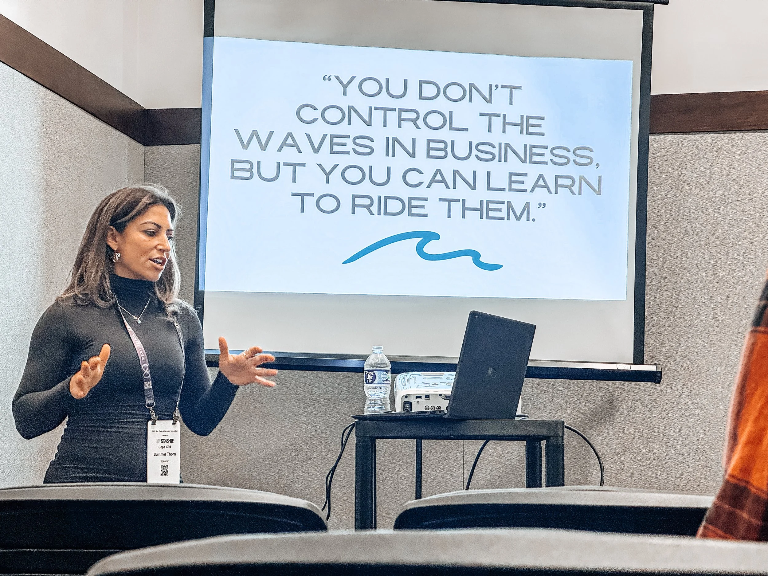 Summer Thorn, CPA, MBA speaking at NECANN Atlantic City, NJ on financial success in the cannabis industry.