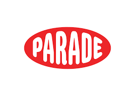 Red oval logo with the word 'PARADE' in bold white letters