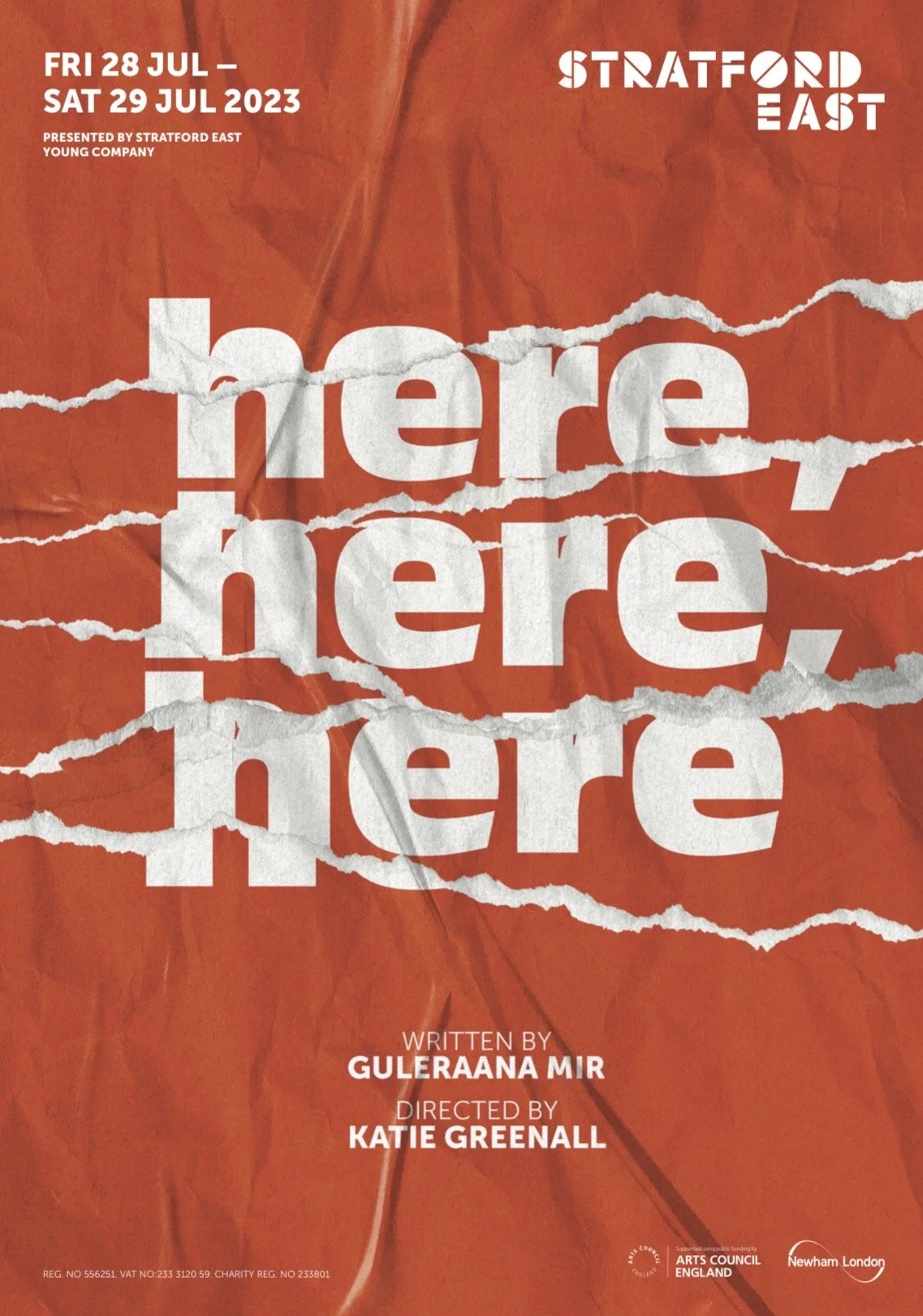 Assistant Director. here, here, here by Guleraana Mir dir. Katie Greenall at Stratford East (2023)