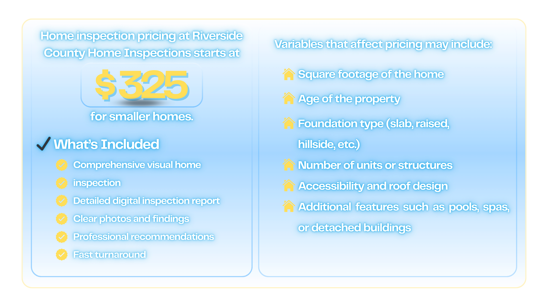 Home Inspection Pricing Guide | Riverside County Home Inspections