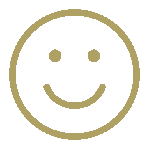 A beige smiley face with two eyes and a curved smile on a black background.