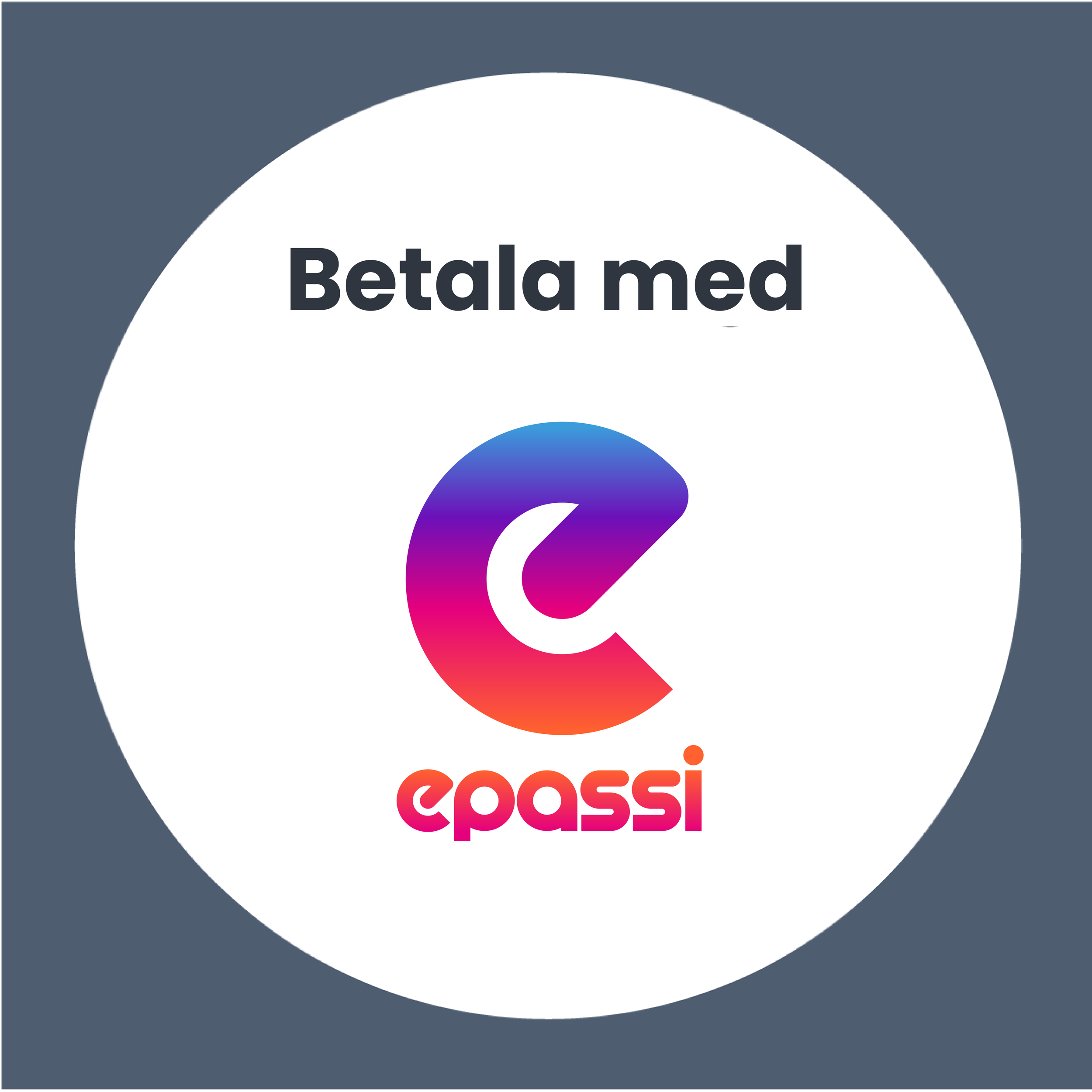 Grafik med texten 'Betala med epassi' och Epassi-logotyp