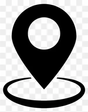 Icon of a location pin above a circular base, representing a map marker or GPS location.