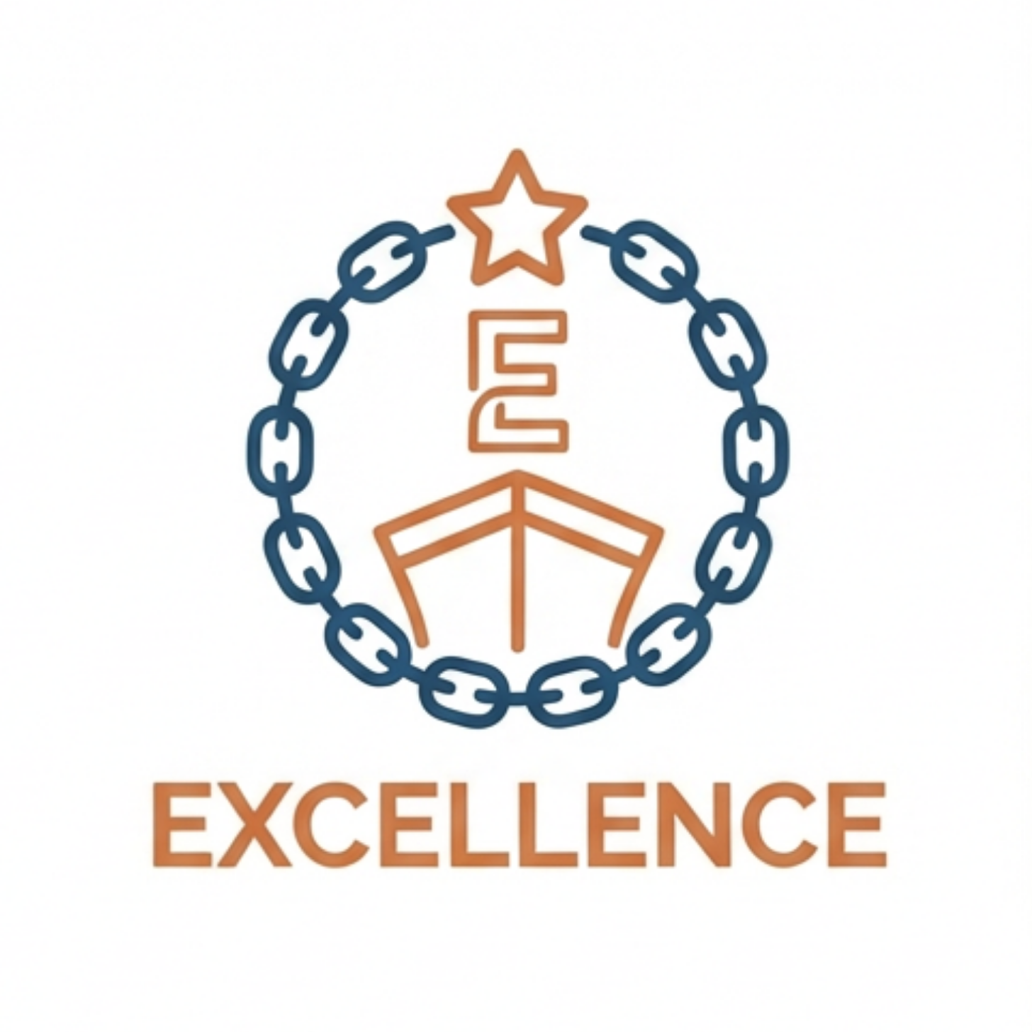 A logo featuring a ship, a star, and a chain, with the word 'Excellence' below.
